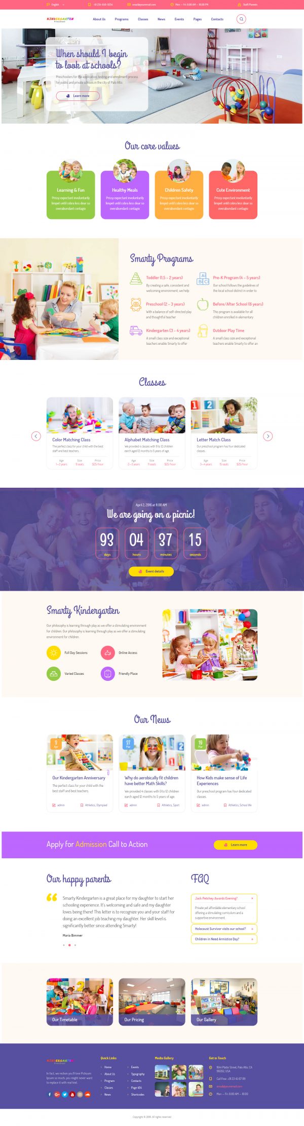 Kindergarten School website template