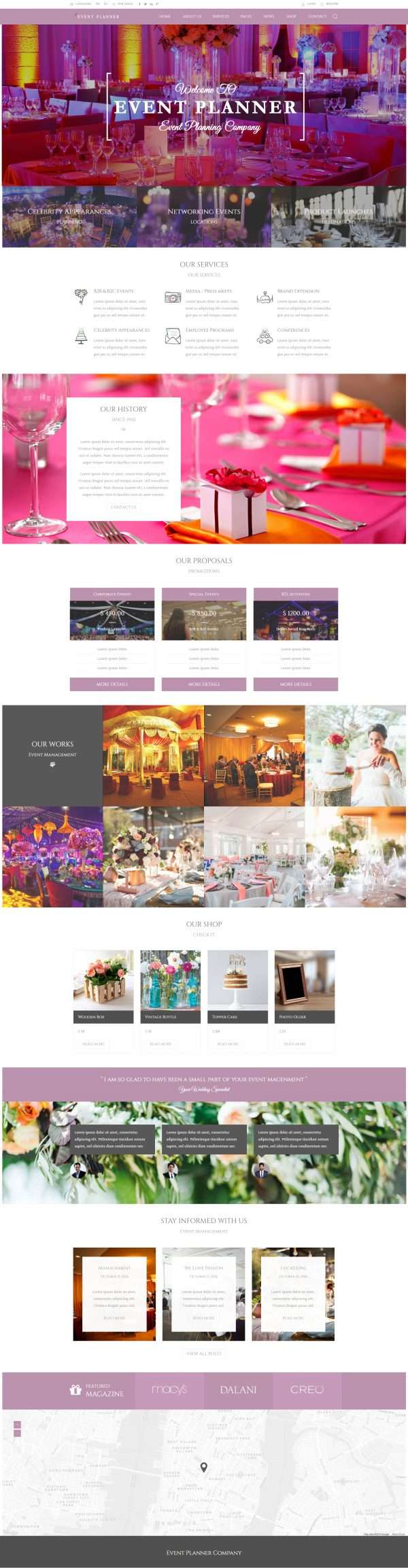 Event management web template