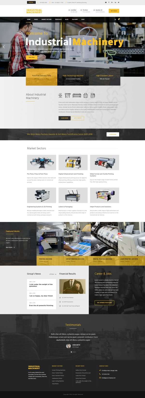 Industrial machinery website template