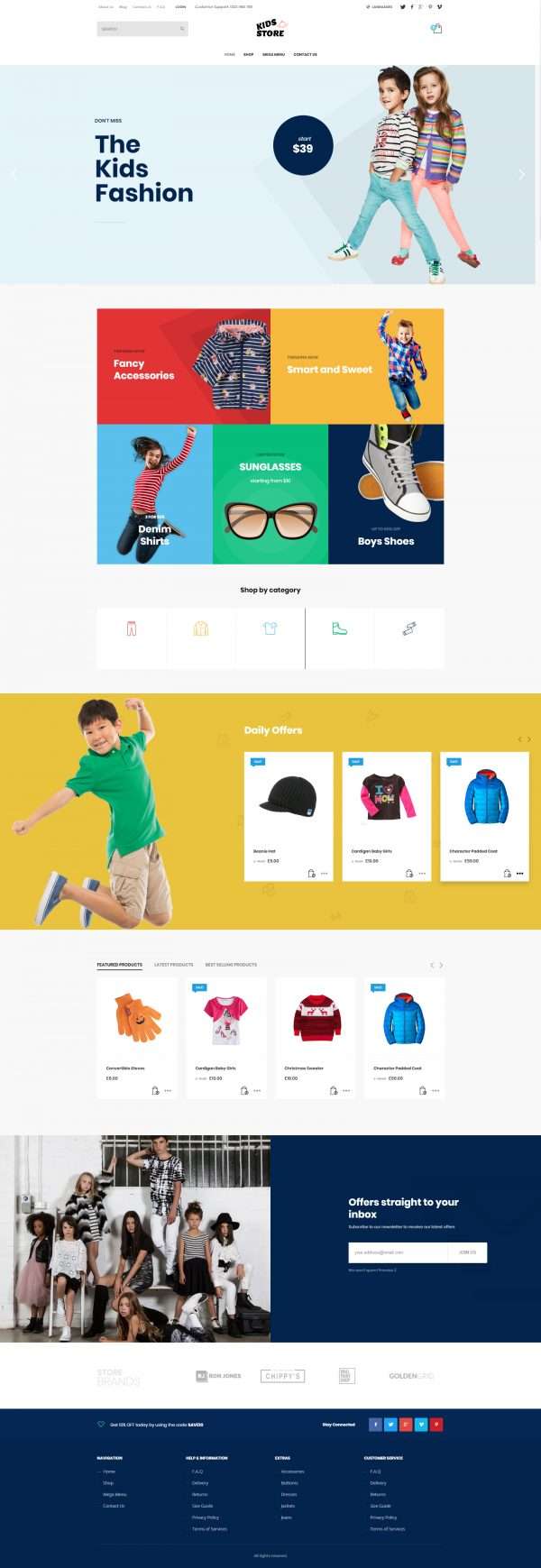 kids store website template