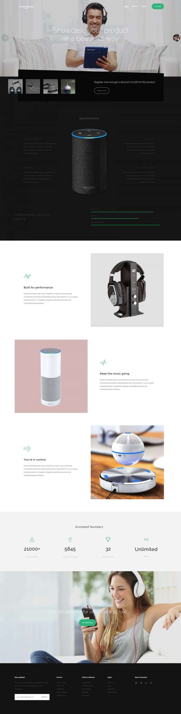 Product showcase website template