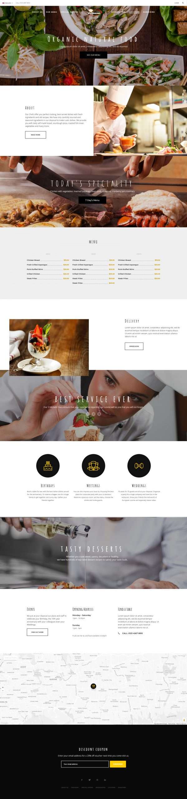 Restaurants website template