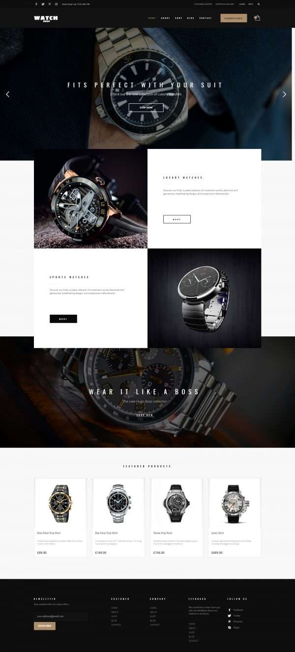 watch shop website template